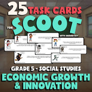 Economic Growth & Innovation SCOOT TASK CARDS Socials Game - No Prep Grade 5