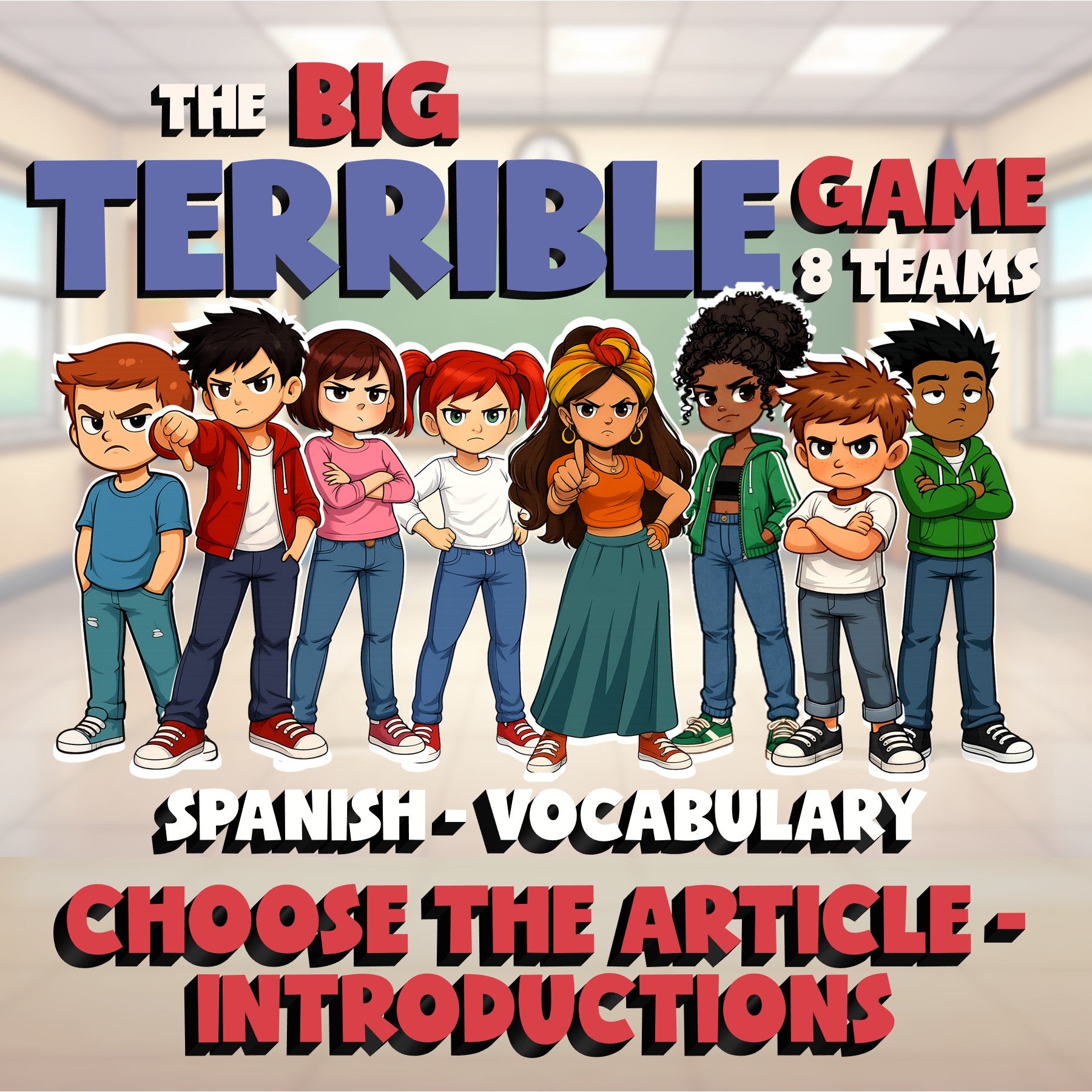 Choose The Article - Introductions BIG TERRIBLE GAME - No Prep Spanish Exercise
