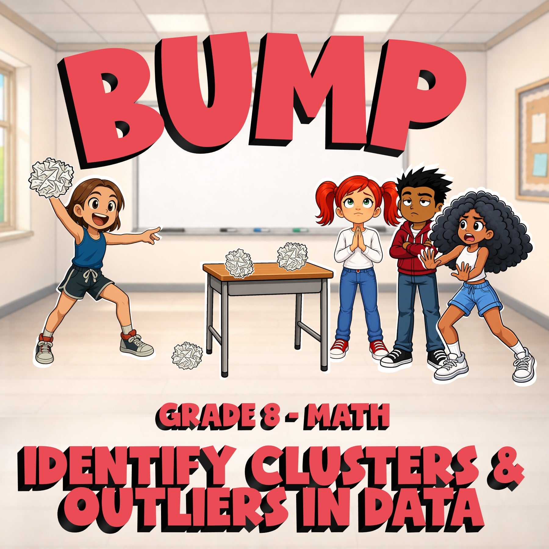 Identify Clusters & Outliers in Data BUMP Math Game - No Prep Grade 8 Review