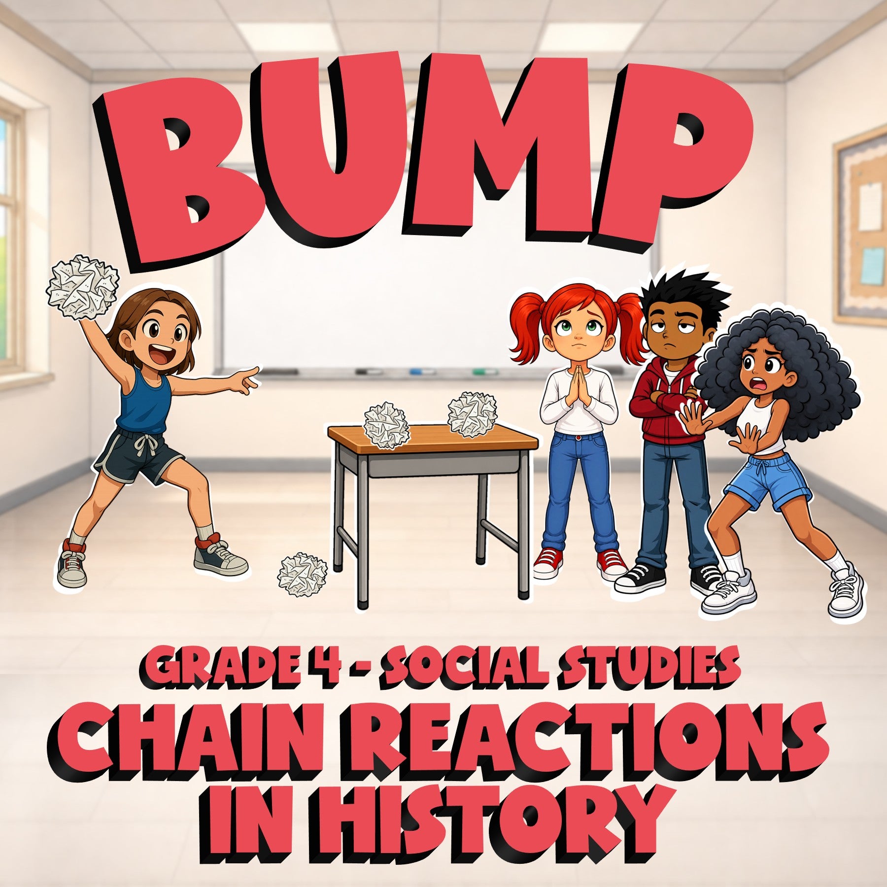 Chain Reactions in History BUMP Socials Game - No Prep Grade 4 Review Activity