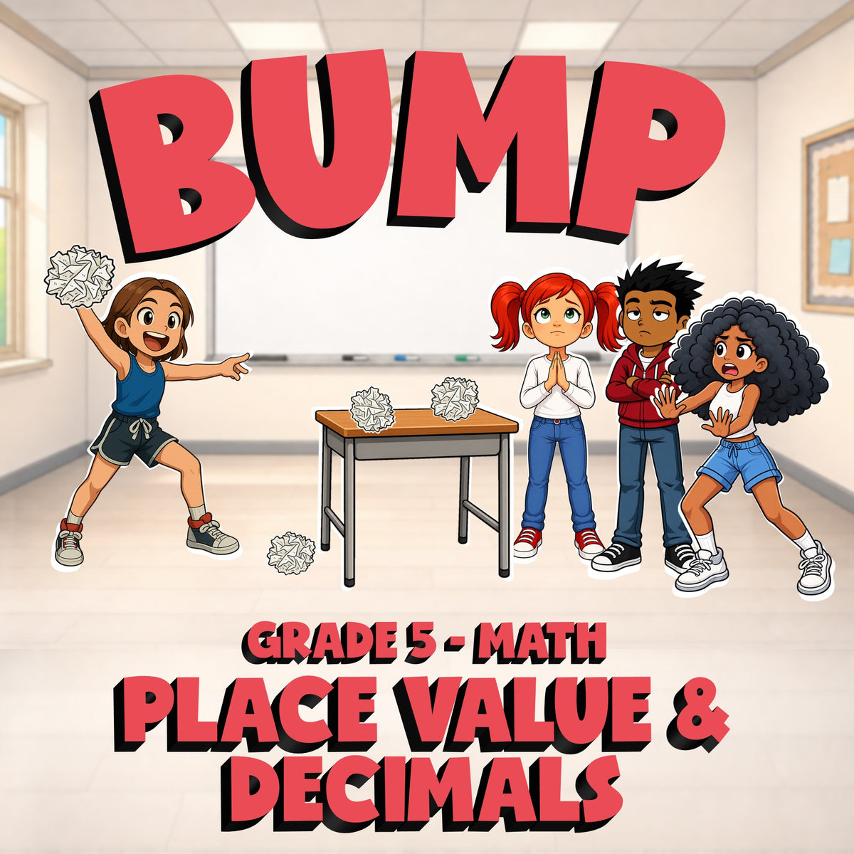 Place Value & Decimals BUMP Math Game - No Prep Grade 5 Review Activity