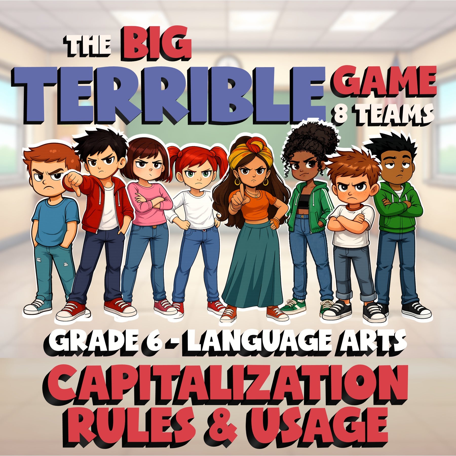 Capitalization Rules & Usage BIG TERRIBLE GAME - No Prep Grade 6 ELA Review
