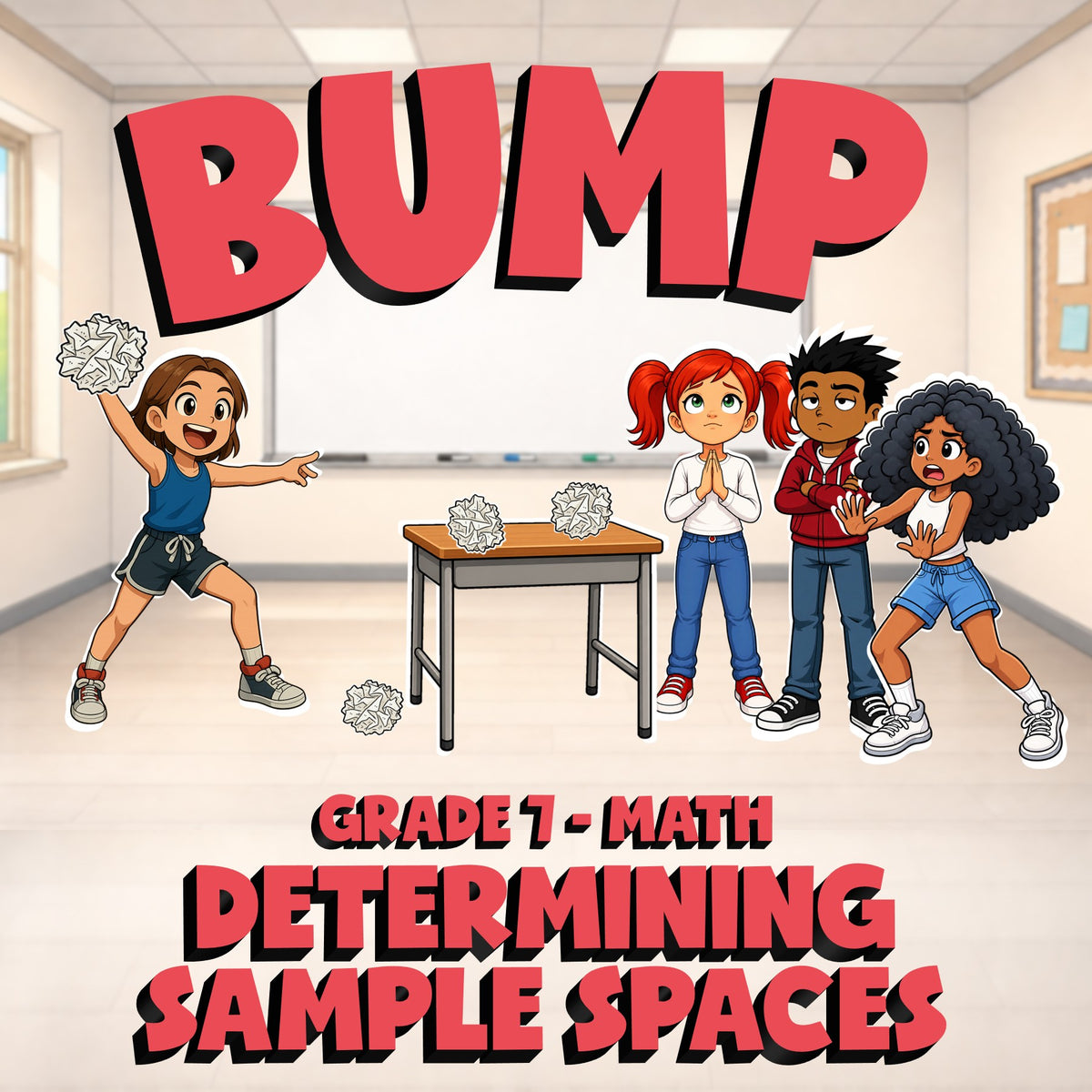 Determining Sample Spaces BUMP Math Game - No Prep Grade 7 Review Activity