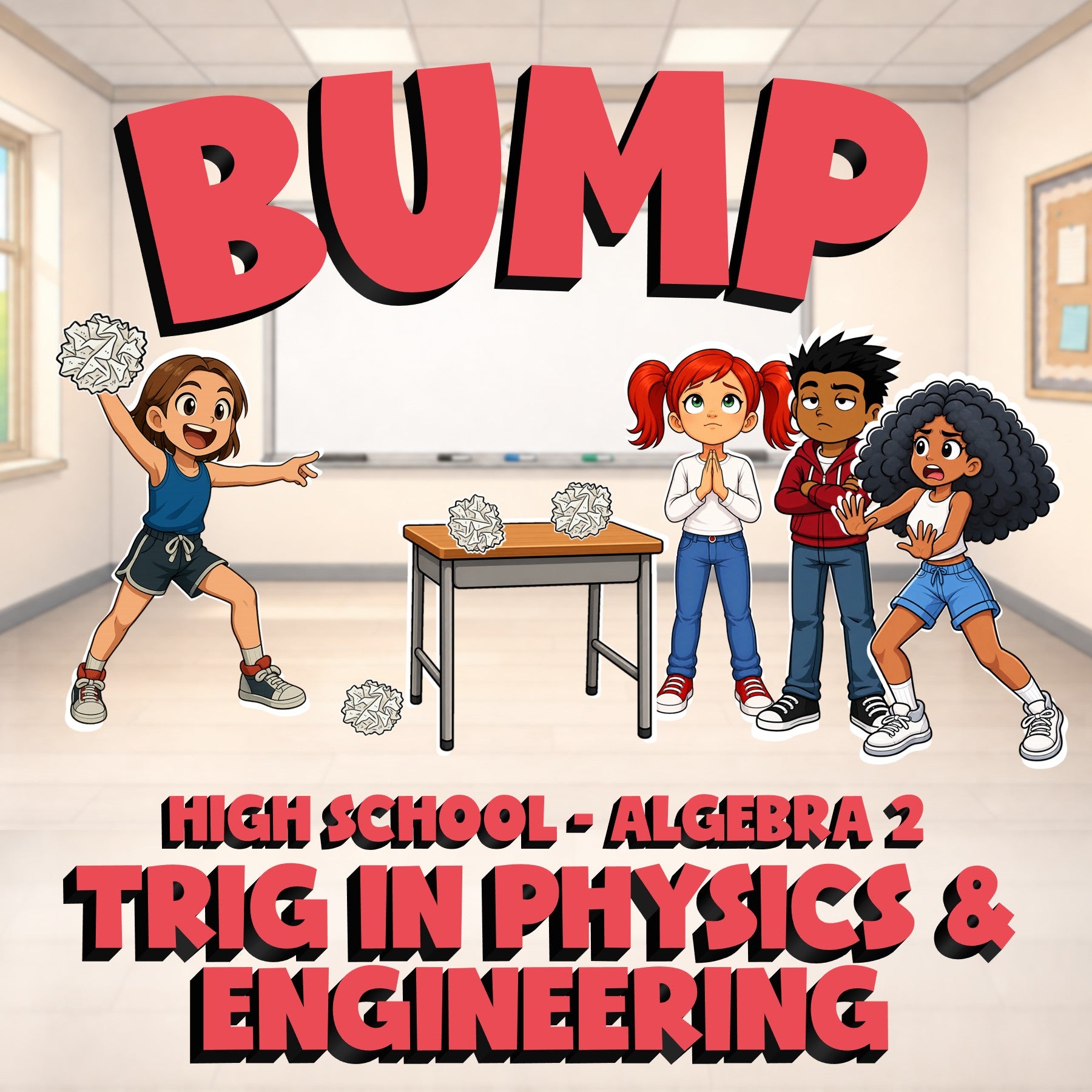 Trig in Physics & Engineering BUMP Math Game - No Prep Algebra 2 Review Activity