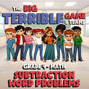 Subtraction Word Problems BIG TERRIBLE GAME - No Prep Grade 4 Math Review