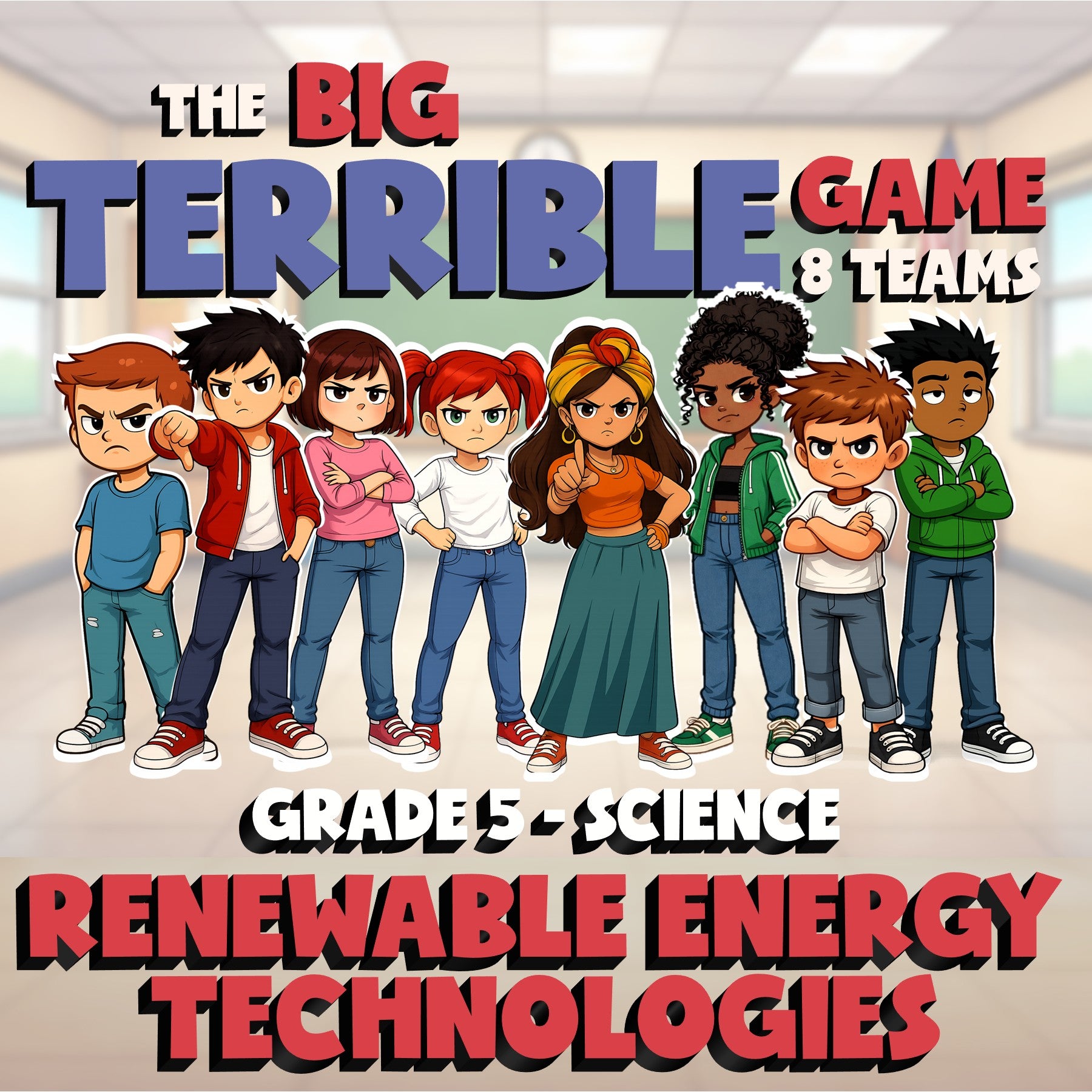 Renewable Energy Technologies BIG TERRIBLE GAME - No Prep Grade 5 Science Review