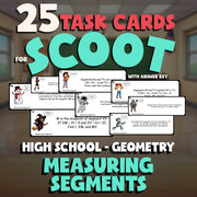 Measuring Segments SCOOT TASK CARDS Math Game - No Prep Geometry Review Activity