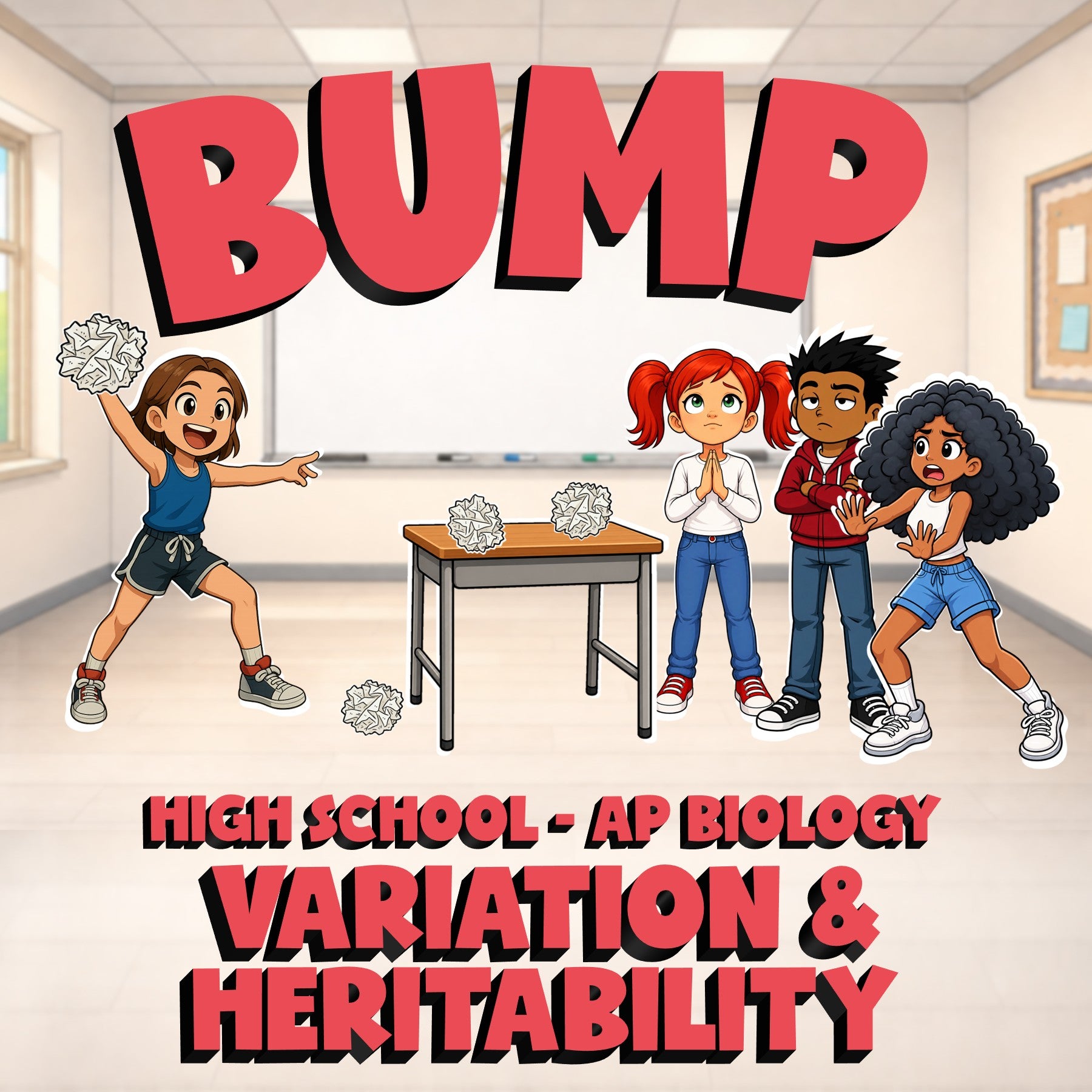 Variation & Heritability BUMP Science Game - No Prep AP Biology Review Activity