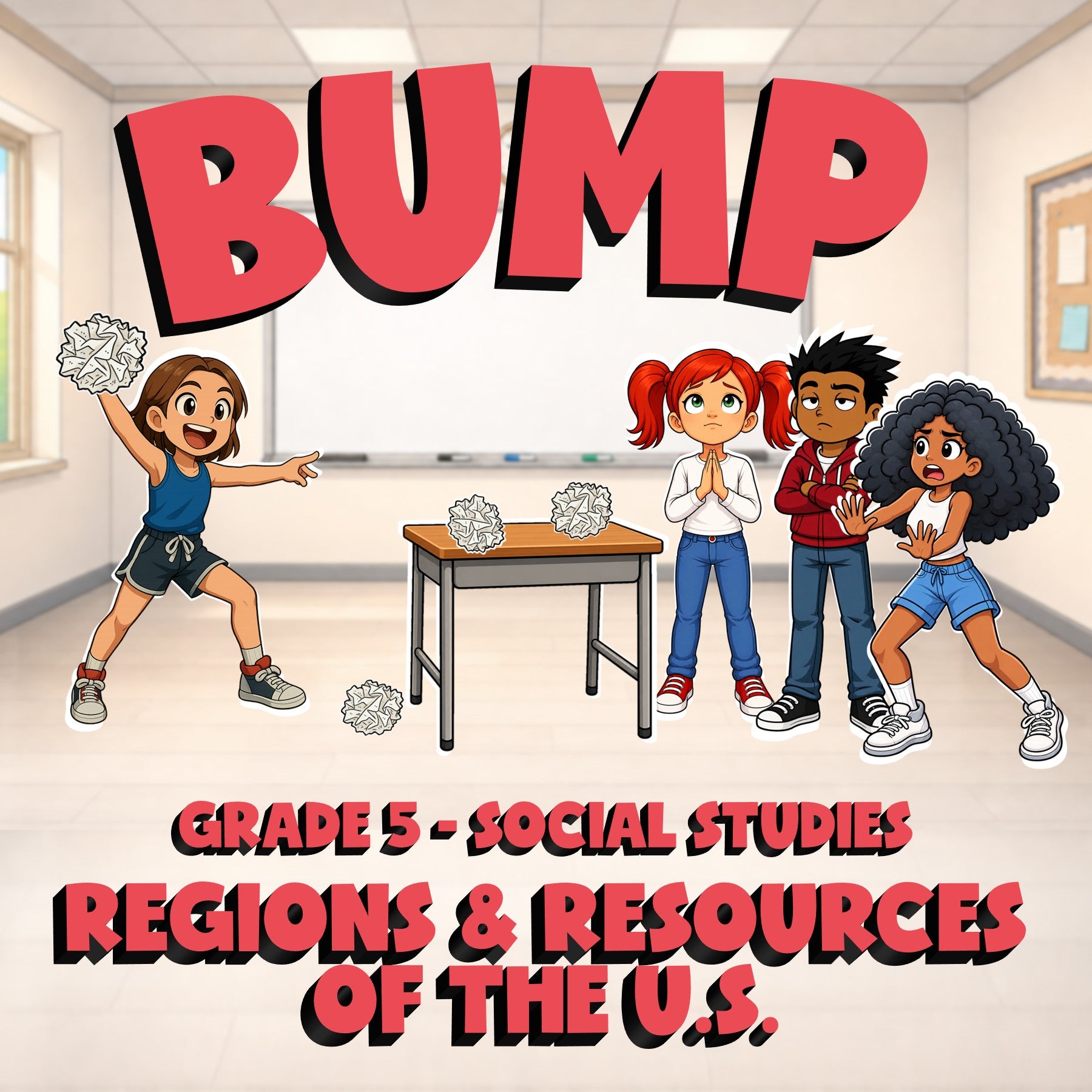 Regions & Resources of the U.S. BUMP Socials Game - No Prep Grade 5 Review