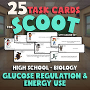 Glucose Regulation & Energy Use SCOOT TASK CARDS Science Game - No Prep Biology