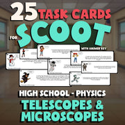 Telescopes & Microscopes SCOOT TASK CARDS Science Game - No Prep Physics Review