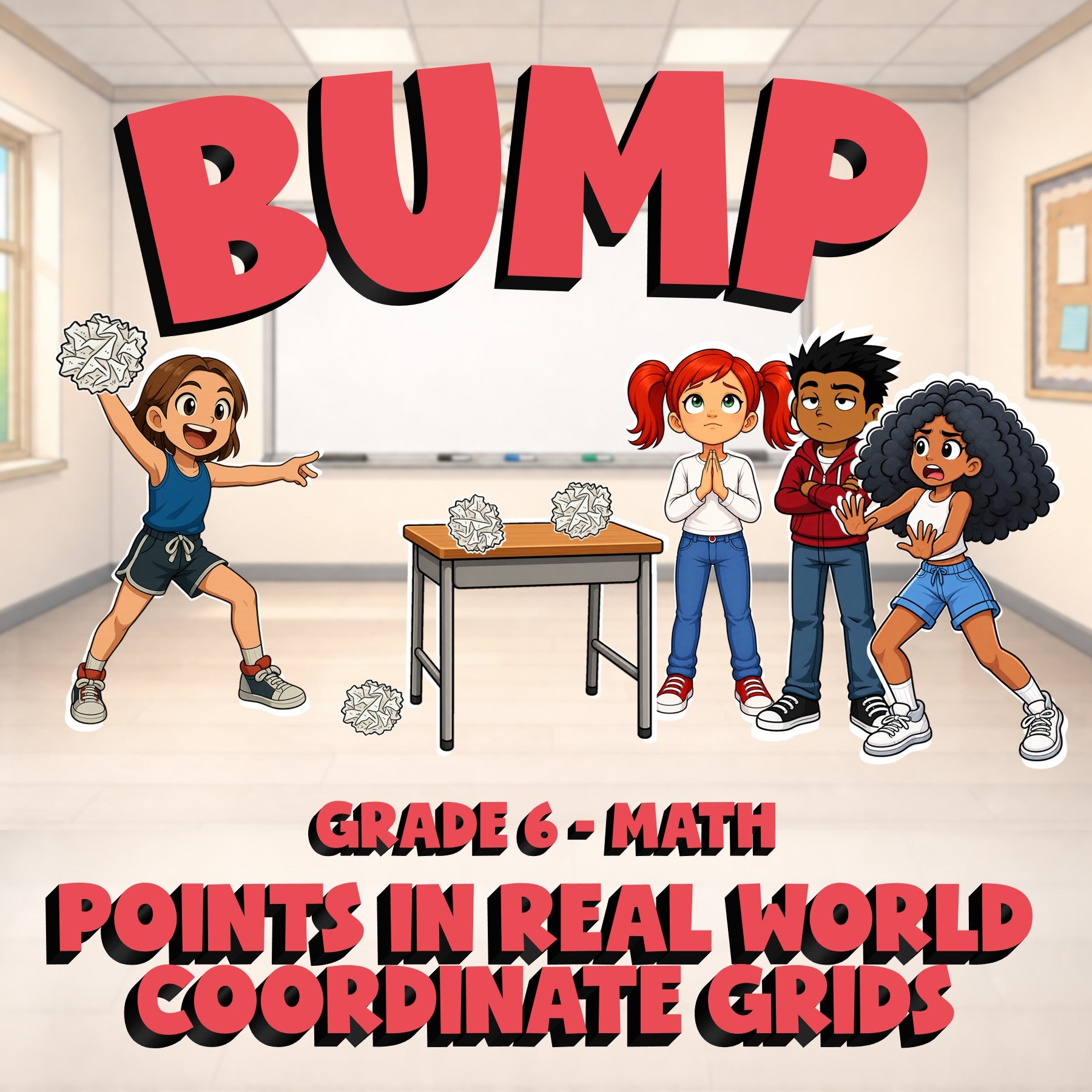 Points in Real World Coordinate Grids BUMP Math Game - No Prep Grade 6 Review