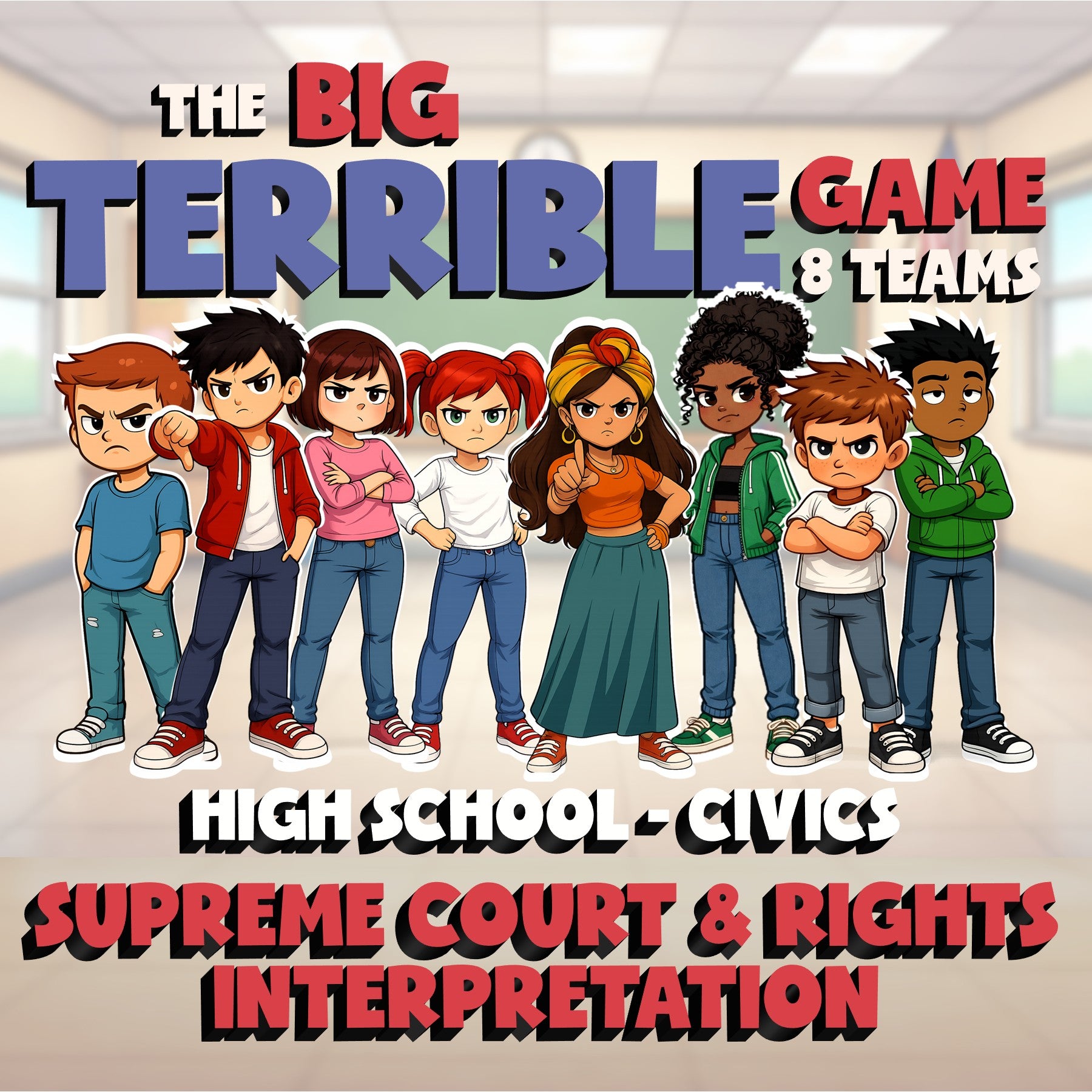 Supreme Court & Rights Interpretation BIG TERRIBLE GAME - No Prep Civics Review