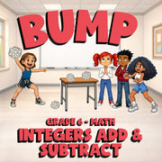 Integers Add & Subtract BUMP Math Game - No Prep Grade 6 Review Activity