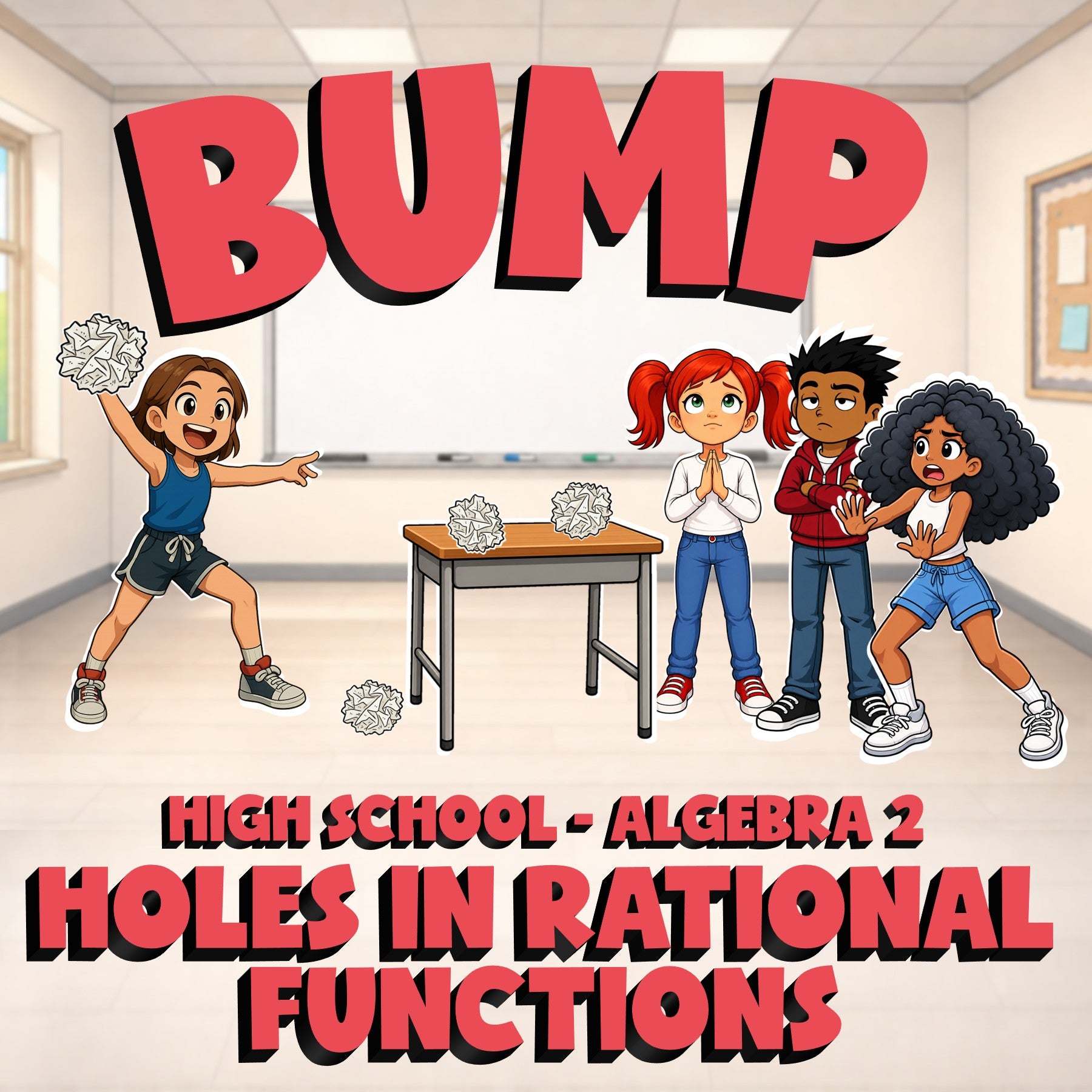 Holes in Rational Functions BUMP Math Game - No Prep Algebra 2 Review Activity