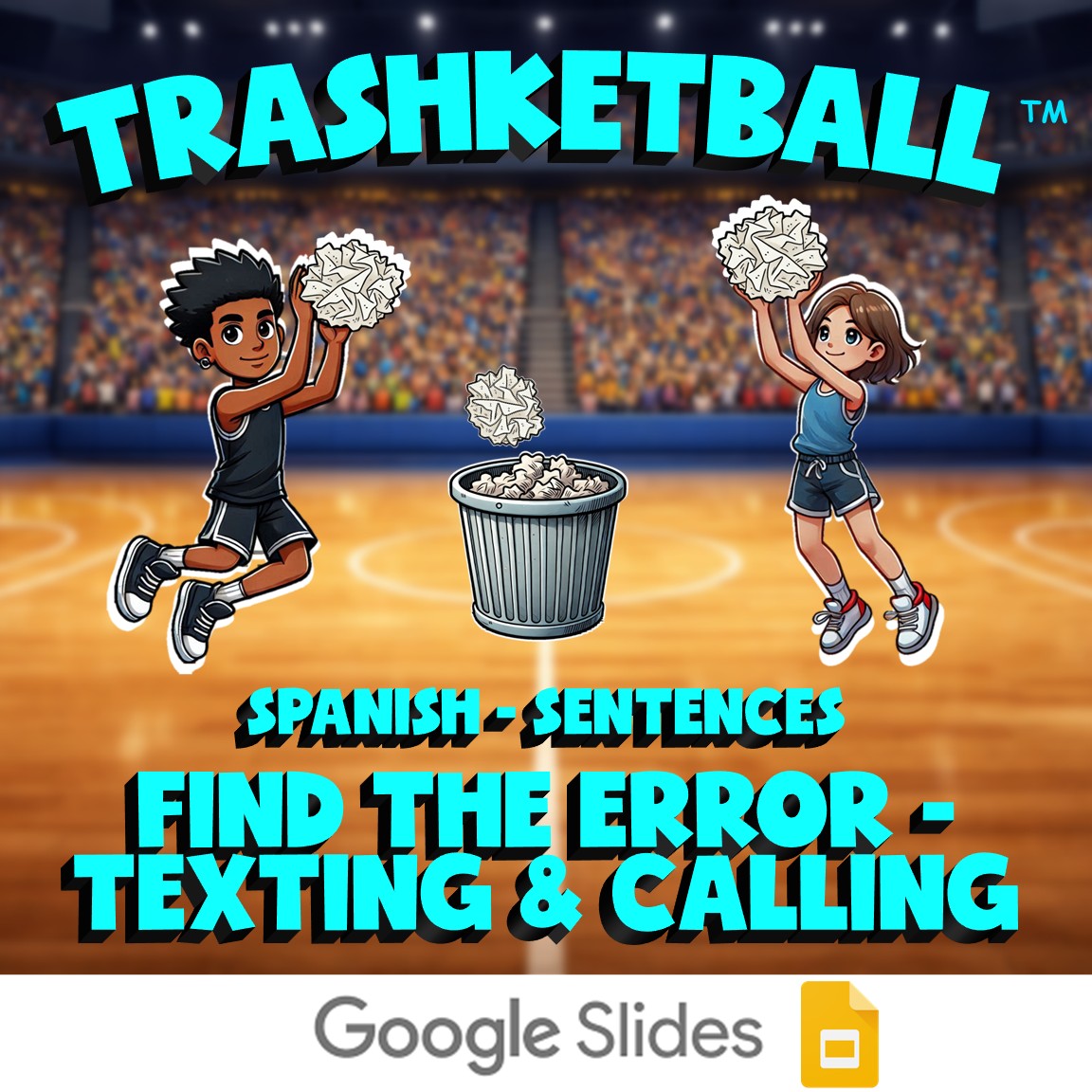 Find the Error - Texting & Calling TRASHKETBALL Spanish Game - No Prep Exercise