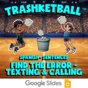 Find the Error - Texting & Calling TRASHKETBALL Spanish Game - No Prep Exercise