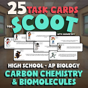 Carbon Chemistry & Biomolecules SCOOT TASK CARDS Science Game - AP Biology