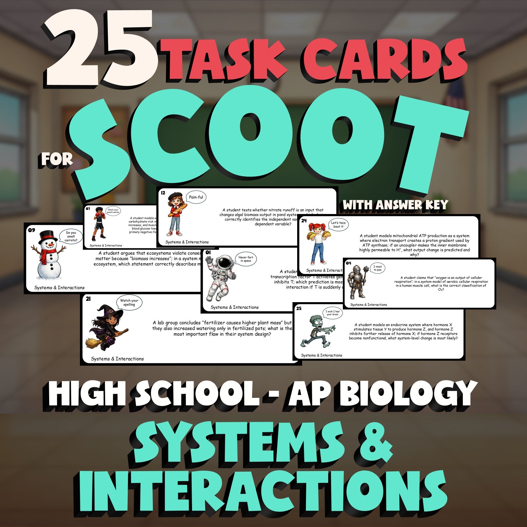Systems & Interactions SCOOT TASK CARDS Science Game - No Prep AP Biology Review