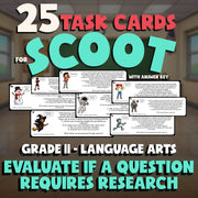 Evaluate if a Question Requires Research SCOOT TASK CARDS ELA Game - Grade 11