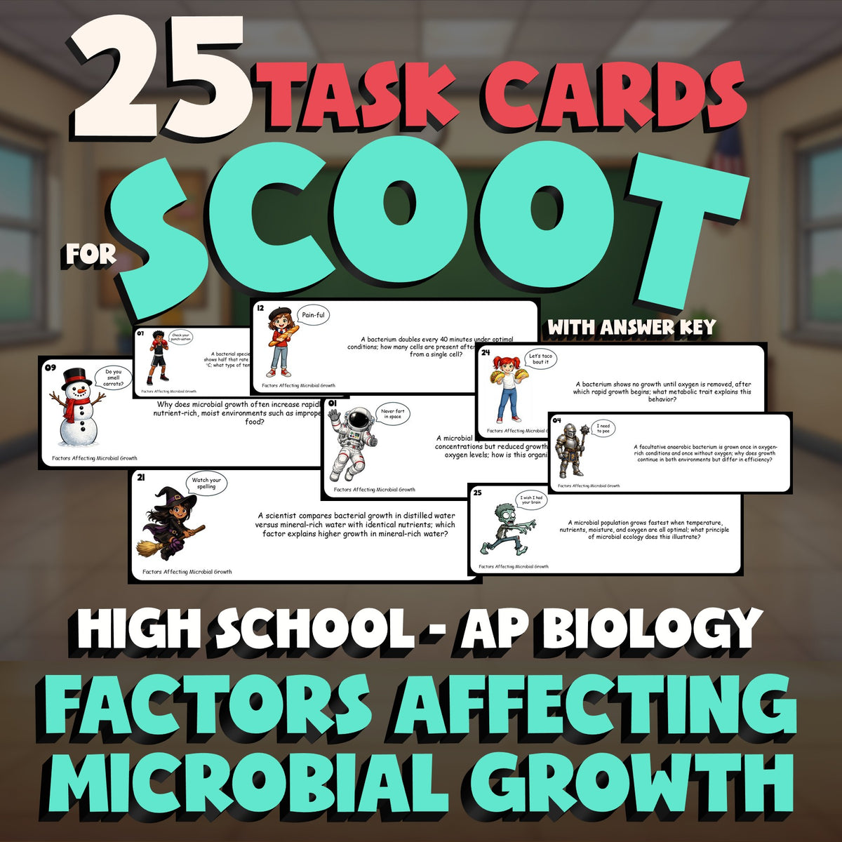 Factors Affecting Microbial Growth SCOOT TASK CARDS Science Game - AP Biology