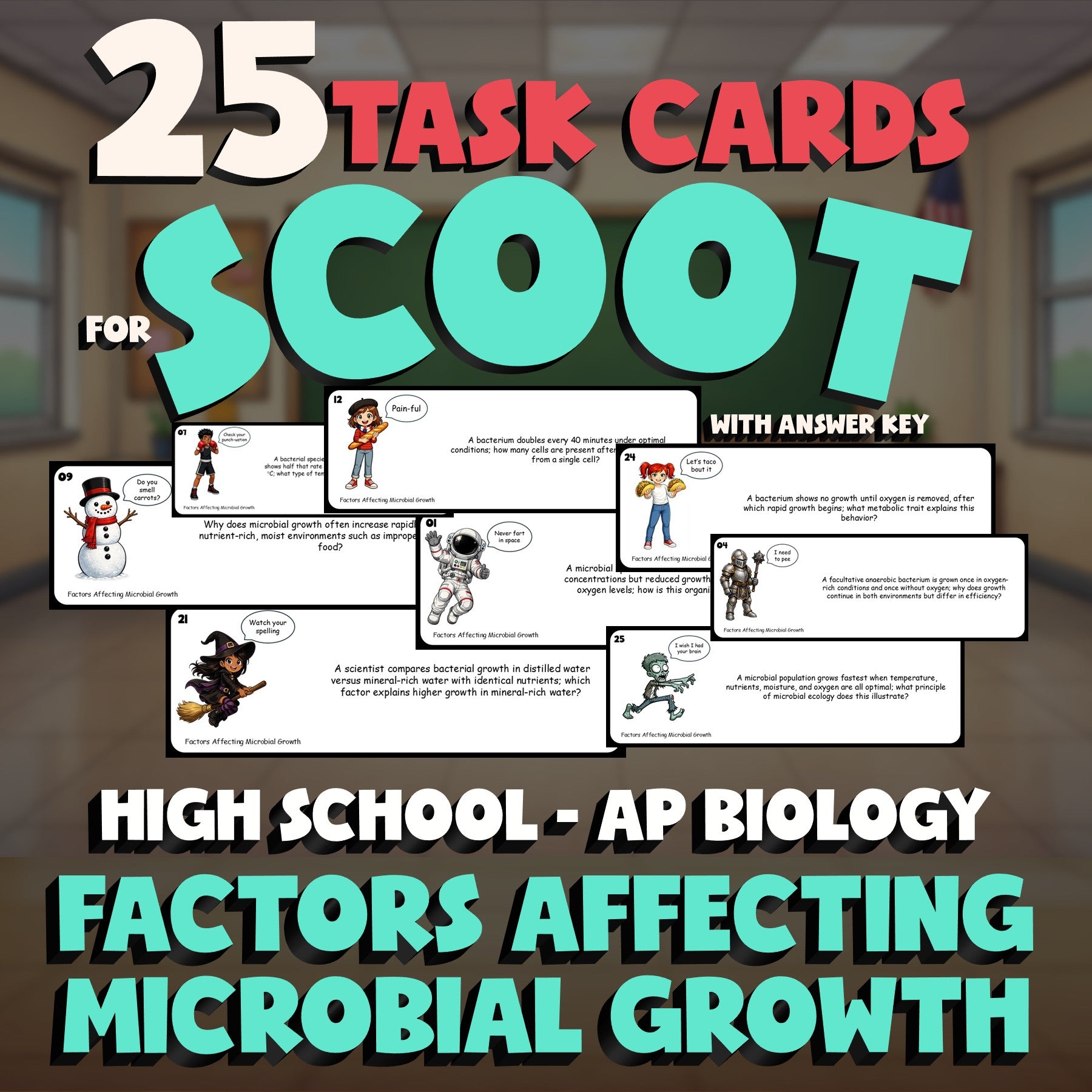 Factors Affecting Microbial Growth SCOOT TASK CARDS Science Game - AP Biology