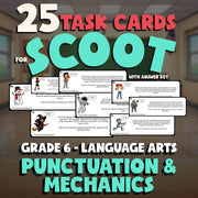 Punctuation & Mechanics SCOOT TASK CARDS ELA Game - No Prep Grade 6 Review