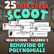 Behavior of Polynomials SCOOT TASK CARDS Math Game - No Prep Algebra 2 Review