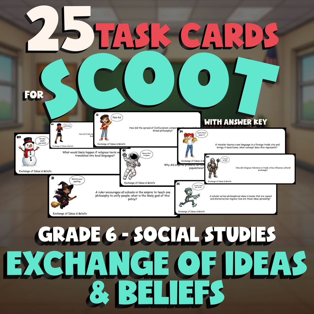 Exchange of Ideas & Beliefs SCOOT TASK CARDS Socials Game - No Prep Grade 6