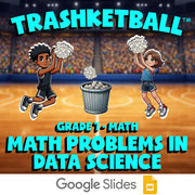 Math Problems in Data Science TRASHKETBALL Math Game - No Prep Grade 7 Review
