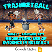 Understand Use of Evidence in Research TRASHKETBALL ELA Game - No Prep Grade 6