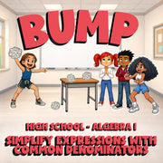 Simplify Expressions With Common Denominators BUMP Math Game - No Prep Algebra 1