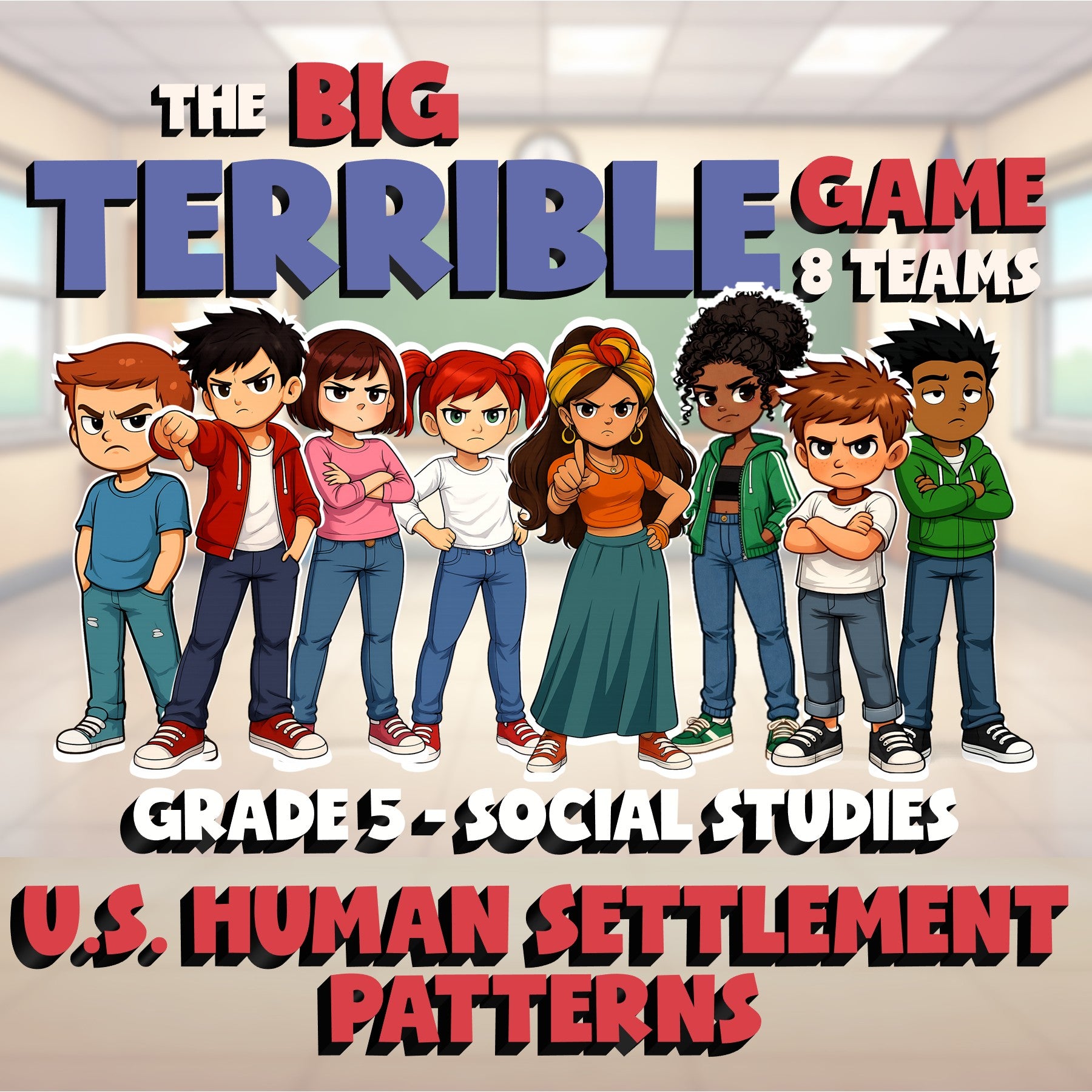 U.S. Human Settlement Patterns BIG TERRIBLE GAME - Grade 5 Socials Review