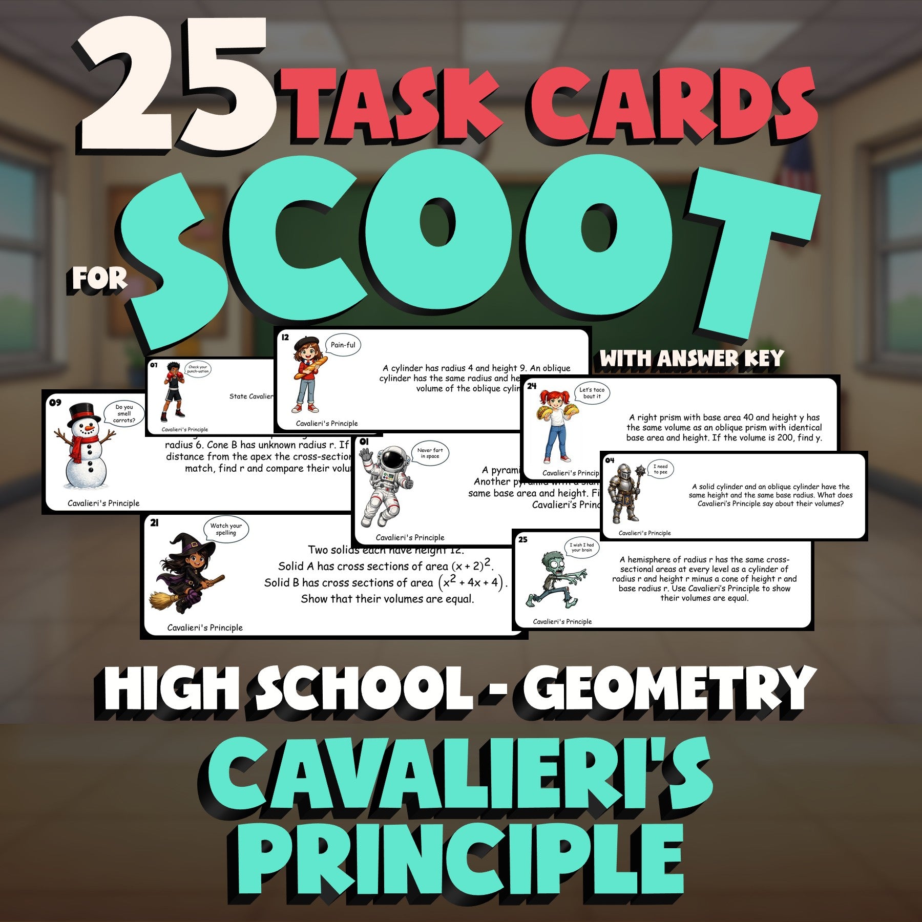 Cavalieri's Principle SCOOT TASK CARDS Math Game - No Prep Geometry Review