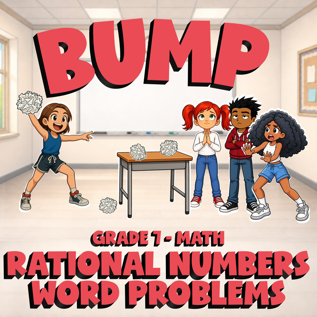 Rational Numbers Word Problems BUMP Math Game - No Prep Grade 7 Review Activity