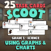Using Graphs & Charts SCOOT TASK CARDS Science Game - No Prep Grade 5 Review