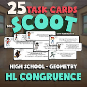 HL Congruence SCOOT TASK CARDS Math Game - No Prep Geometry Review Activity