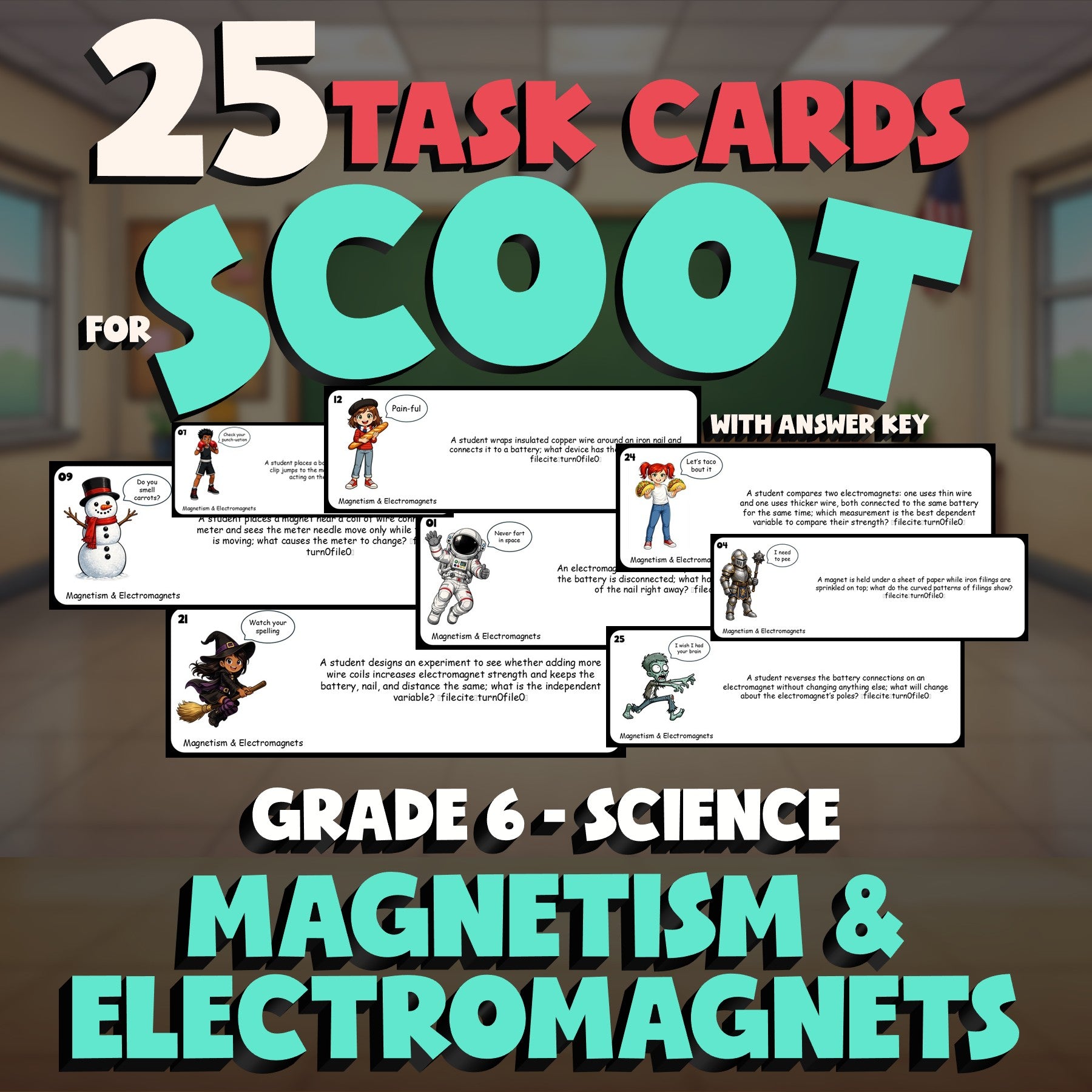 Magnetism & Electromagnets SCOOT TASK CARDS Science Game - No Prep Grade 6