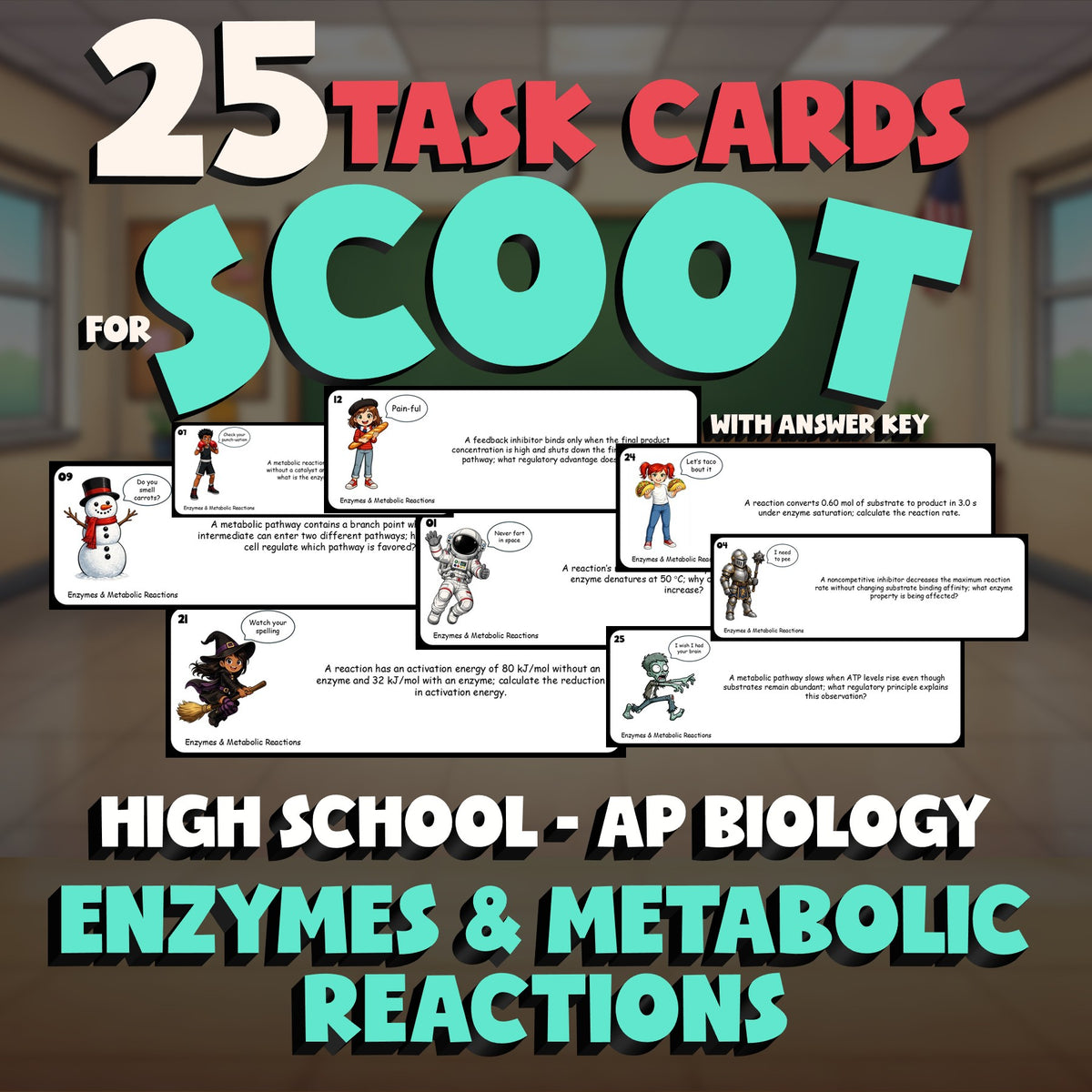 Enzymes & Metabolic Reactions SCOOT TASK CARDS Science Game - No Prep AP Biology
