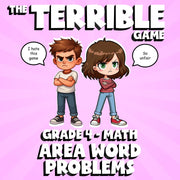 Area Word Problems THE TERRIBLE GAME - No Prep Grade 4 Math Review Activity