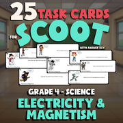 Electricity & Magnetism SCOOT TASK CARDS Science Game - No Prep Grade 4 Review