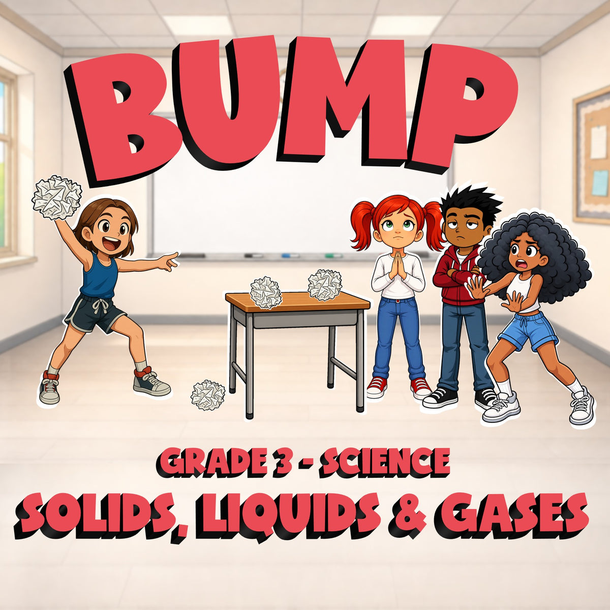 Solids, Liquids & Gases BUMP Science Game - No Prep Grade 3 Review Activity