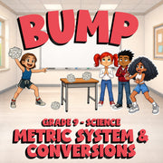Metric System & Conversions BUMP Science Game - No Prep Grade 9 Review Activity