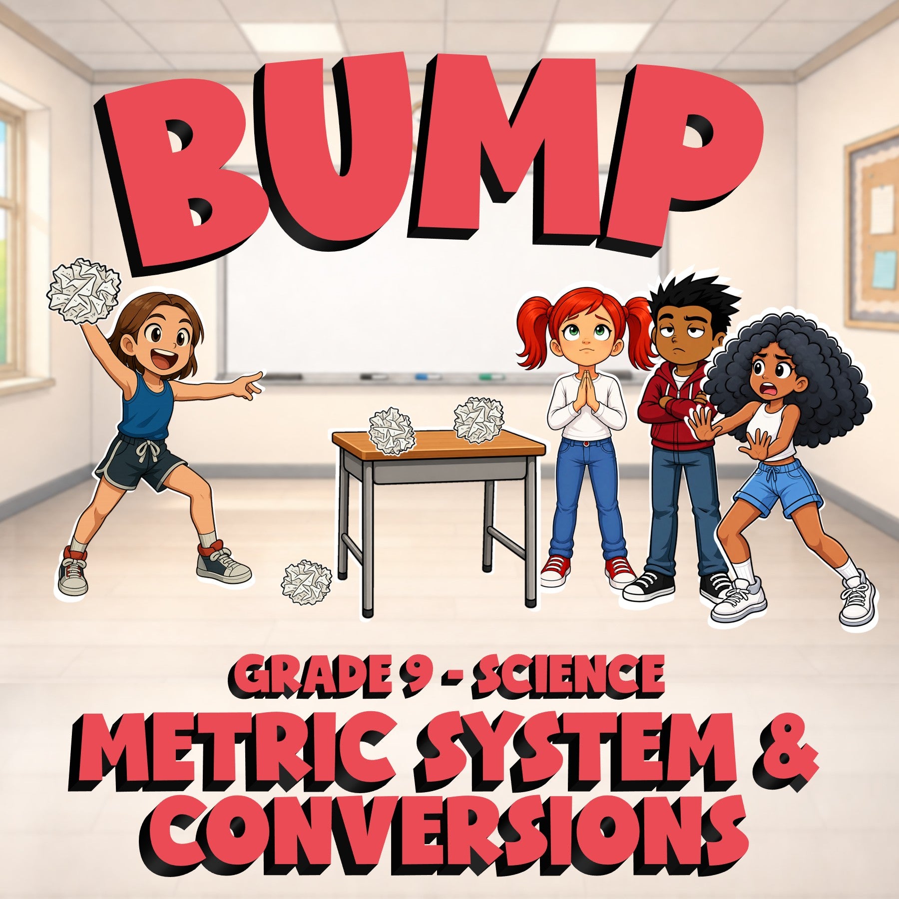 Metric System & Conversions BUMP Science Game - No Prep Grade 9 Review Activity
