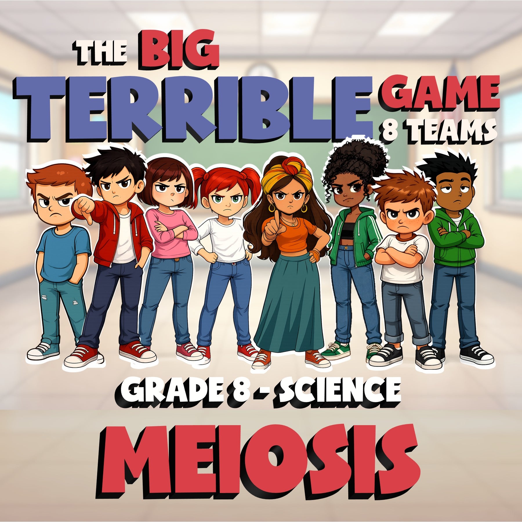 Meiosis BIG TERRIBLE GAME - No Prep Grade 8 Science Review Activity