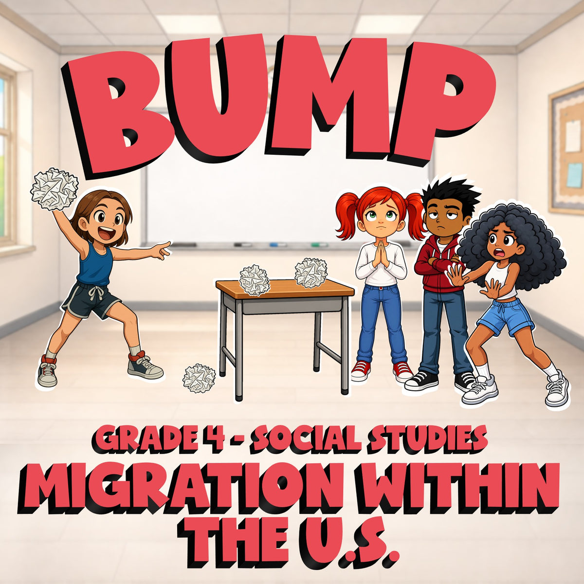 Migration Within the U.S. BUMP Socials Game - No Prep Grade 4 Review Activity