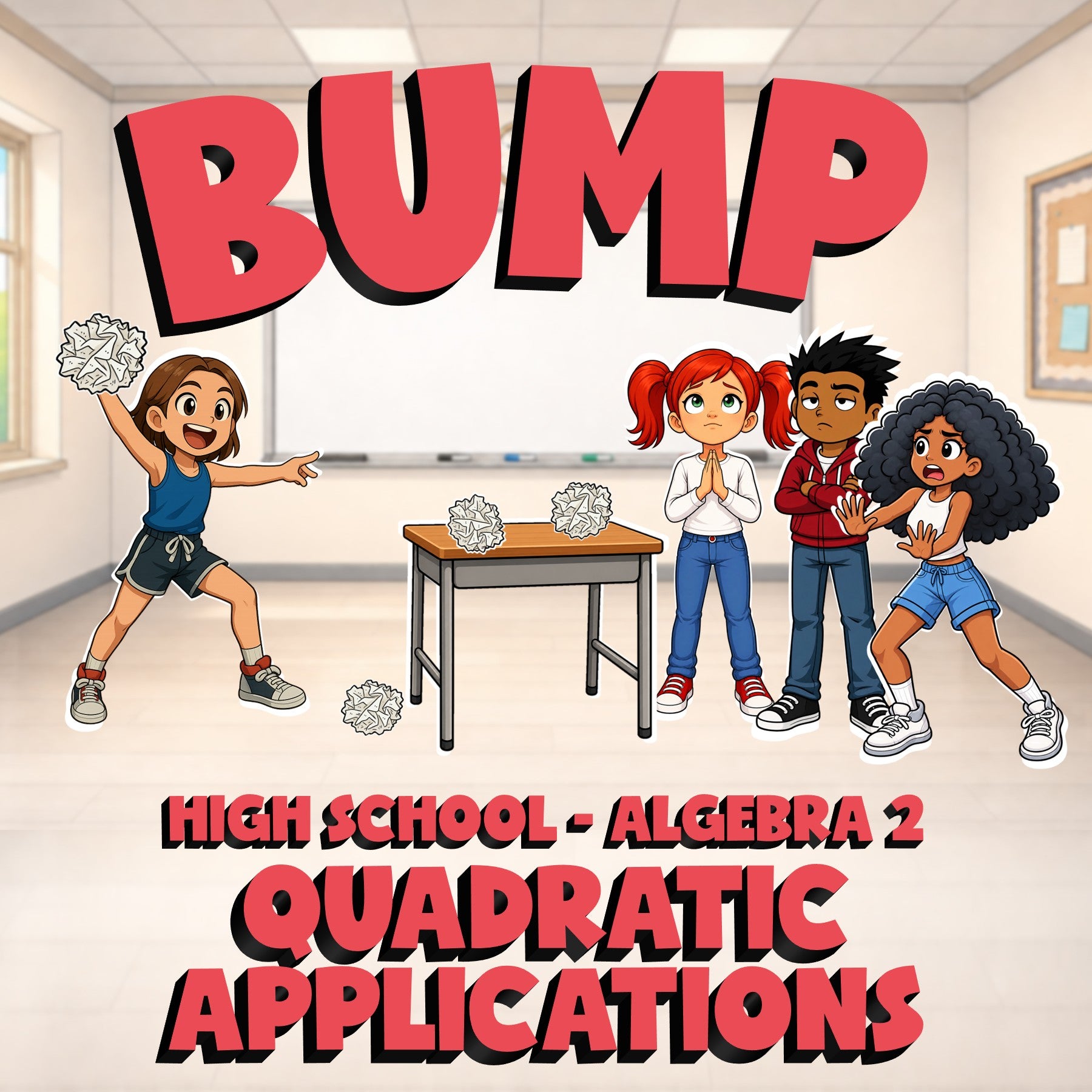 Quadratic Applications BUMP Math Game - No Prep Algebra 2 Review Activity