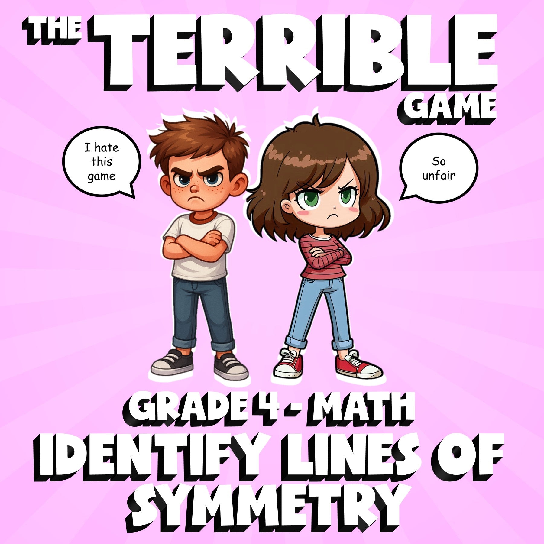 Identify Lines of Symmetry THE TERRIBLE GAME - No Prep Grade 4 Math Review