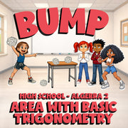 Area with Basic Trigonometry BUMP Math Game - No Prep Algebra 2 Review Activity