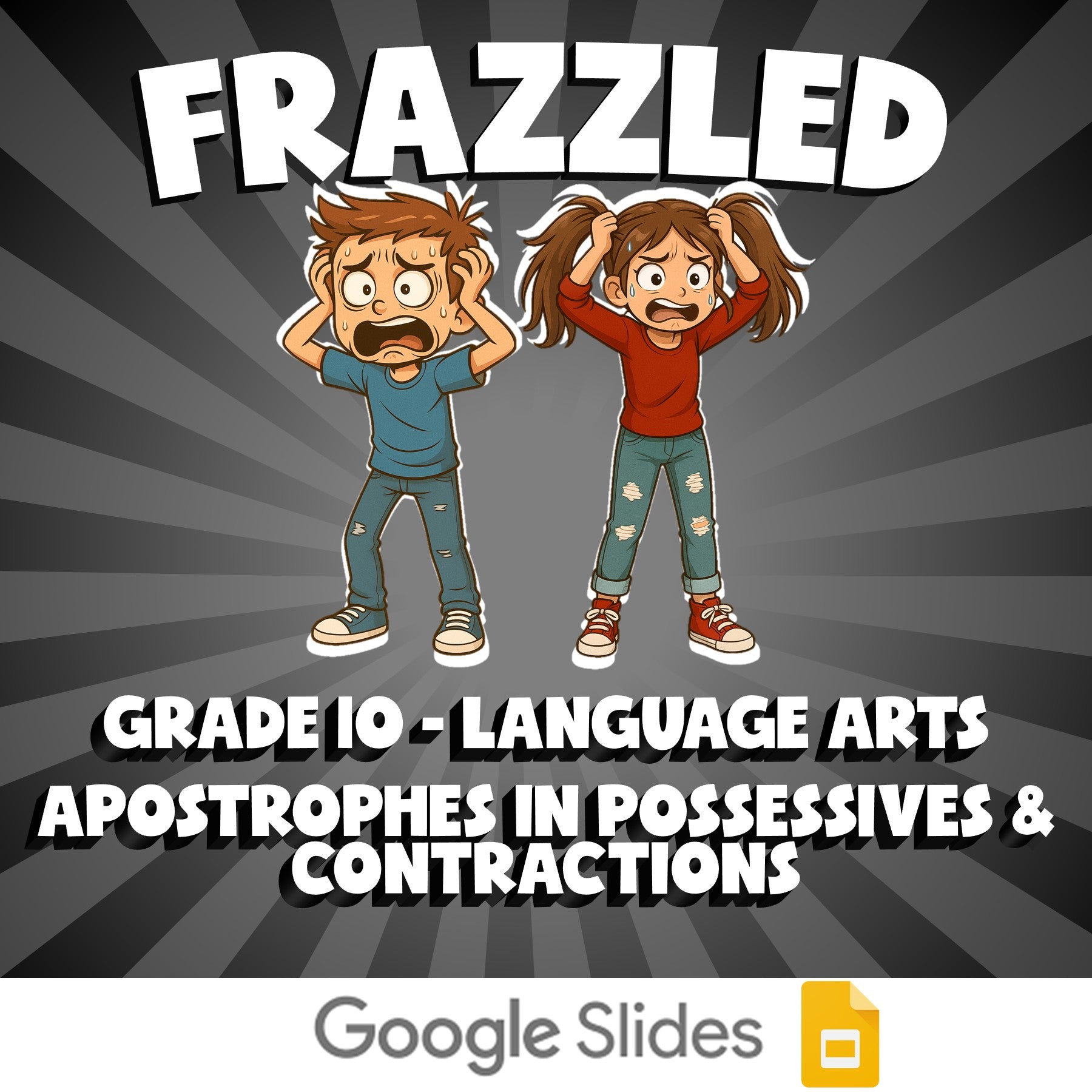 Apostrophes in Possessives & Contractions FRAZZLED ELA Game - No Prep Grade 10